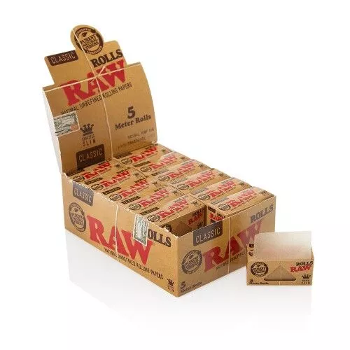 RAW CLASSIC ROLLS SLIM 5M LENGTH UNBLEACHED